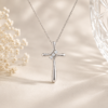 Trinity Moissanite Cross Necklace in sterling silver